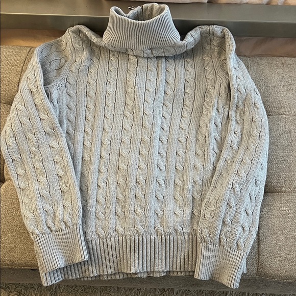 Medium Ralph Lauren Cable-Knit Zip-Up Silver Sweater - Picture 3 of 7